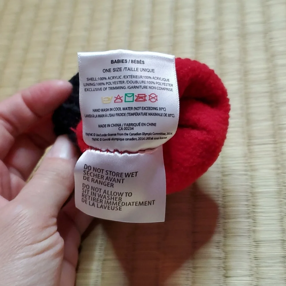 CAN Red & White Kids Mittens with Black Cuffs